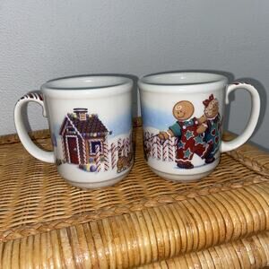 Longaberger Roger And Ginger Christmas Coffee Cup Christmas 2000 Set Of 2